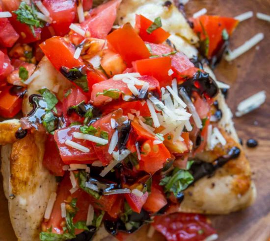 The easiest Balsamic Bruschetta Chicken with Parmesan Cheese and Balsamic Glaze. 3 SP/FP or 7 PP