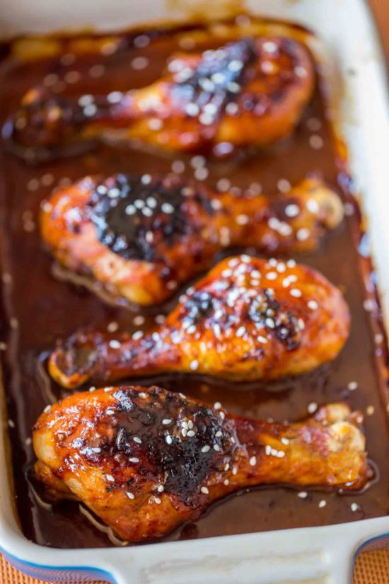Korean BBQ Chicken Drumsticks are slightly spicy, sticky, sweet, and full of garlic and ginger and crispy even with skin! Just one dish to clean and dinner is done in 45 minutes!