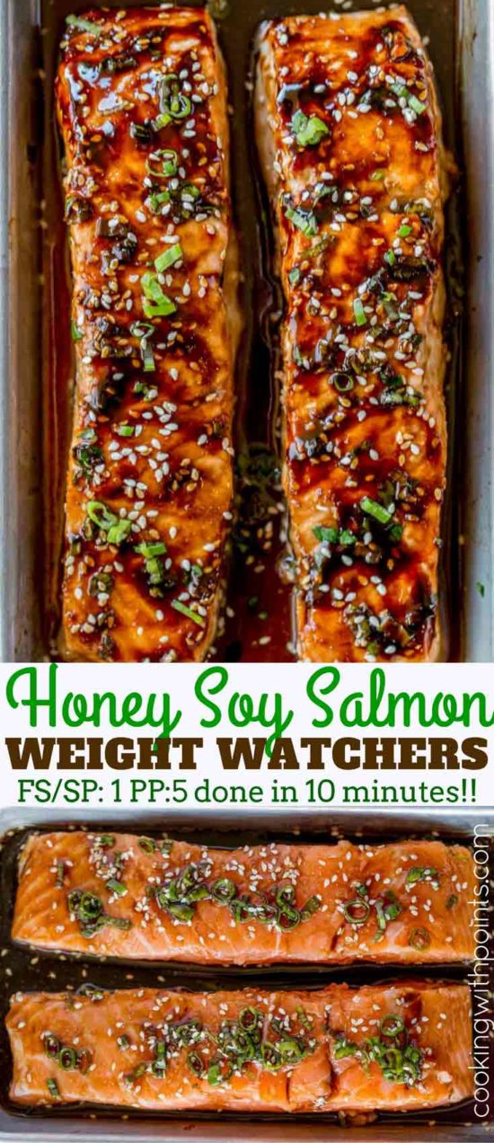 honey soy salmon collage