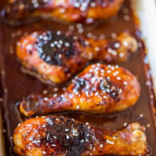 Korean BBQ Chicken Drumsticks are slightly spicy, sticky, sweet, and full of garlic and ginger and crispy even with skin! Just one dish to clean and dinner is done in 45 minutes!
