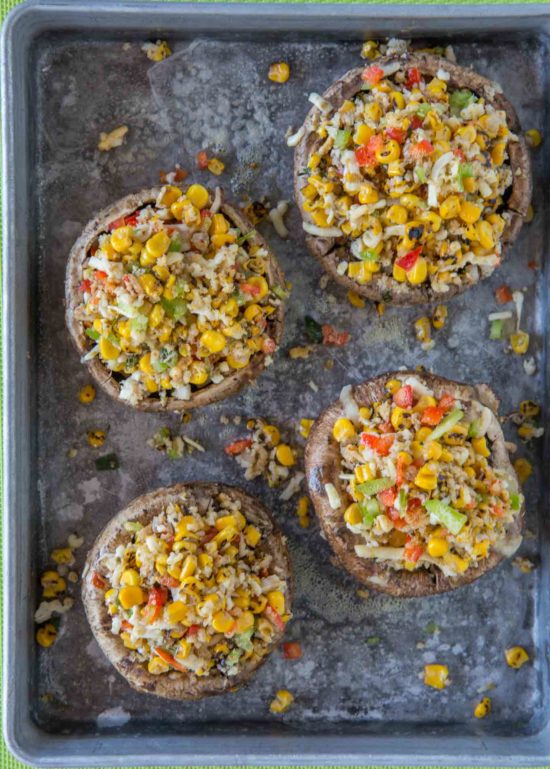Quick and easy mexican stuffed portabello mushrooms.