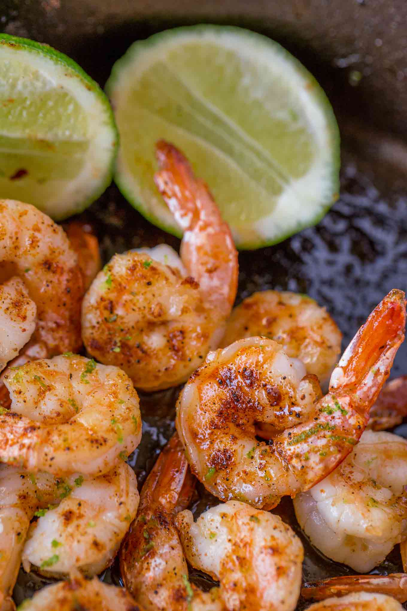 Limes with chili honey shrimp