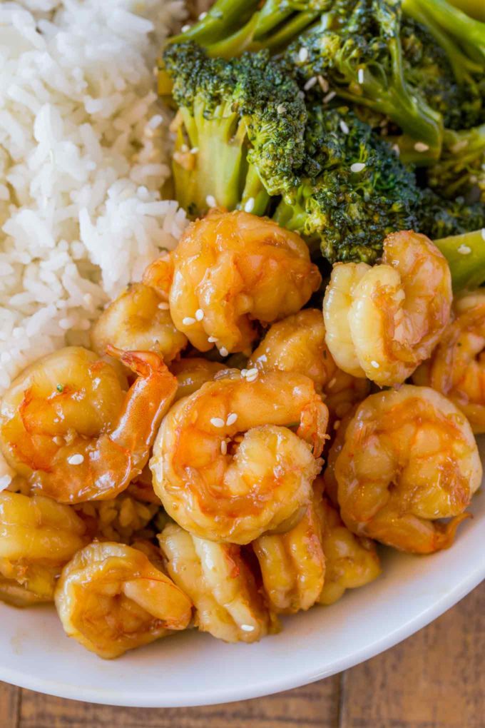 Gambas chinas y brócoli