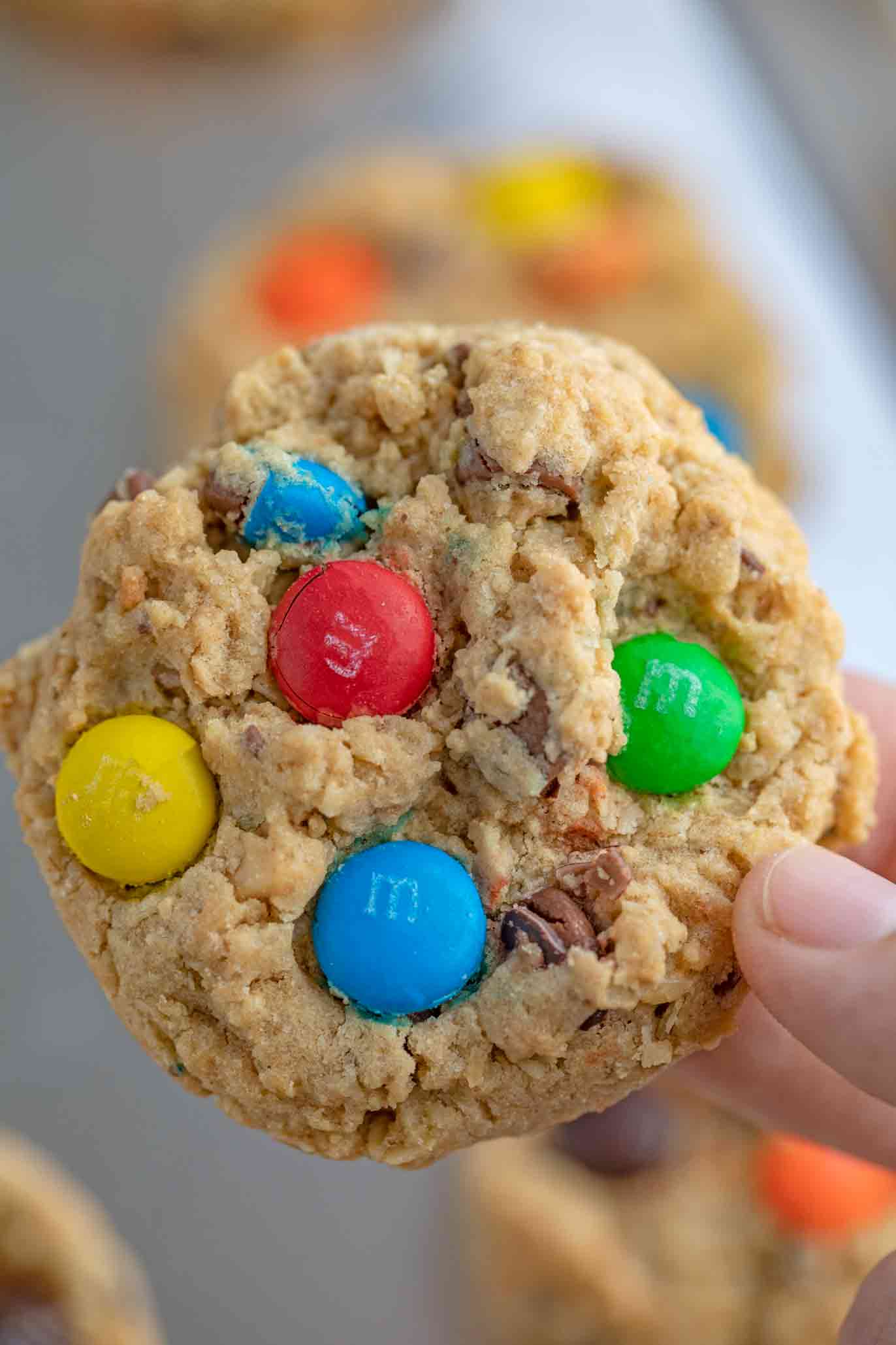 Healthier Monster Cookies up close