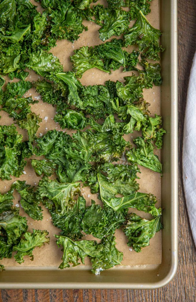 Kale Chips on baking pan