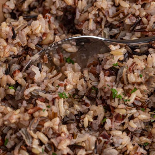 Spoonful of baked Wild Rice