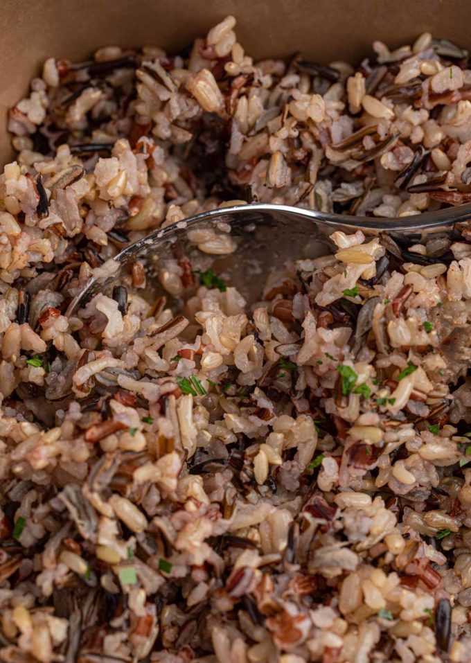 Spoonful of baked Wild Rice