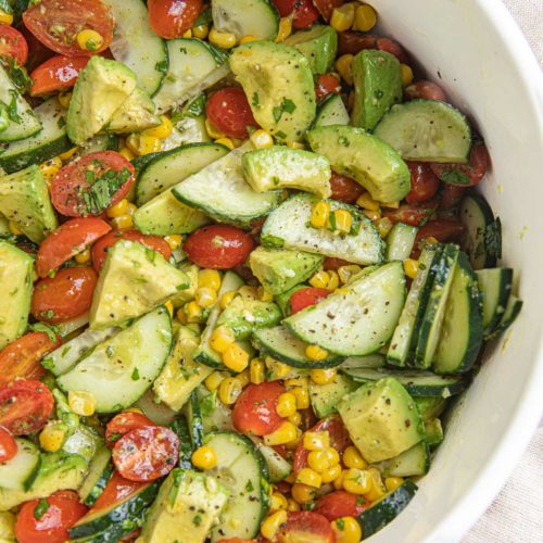 Avocado Corn Salad with Cucumber and Tomatoes