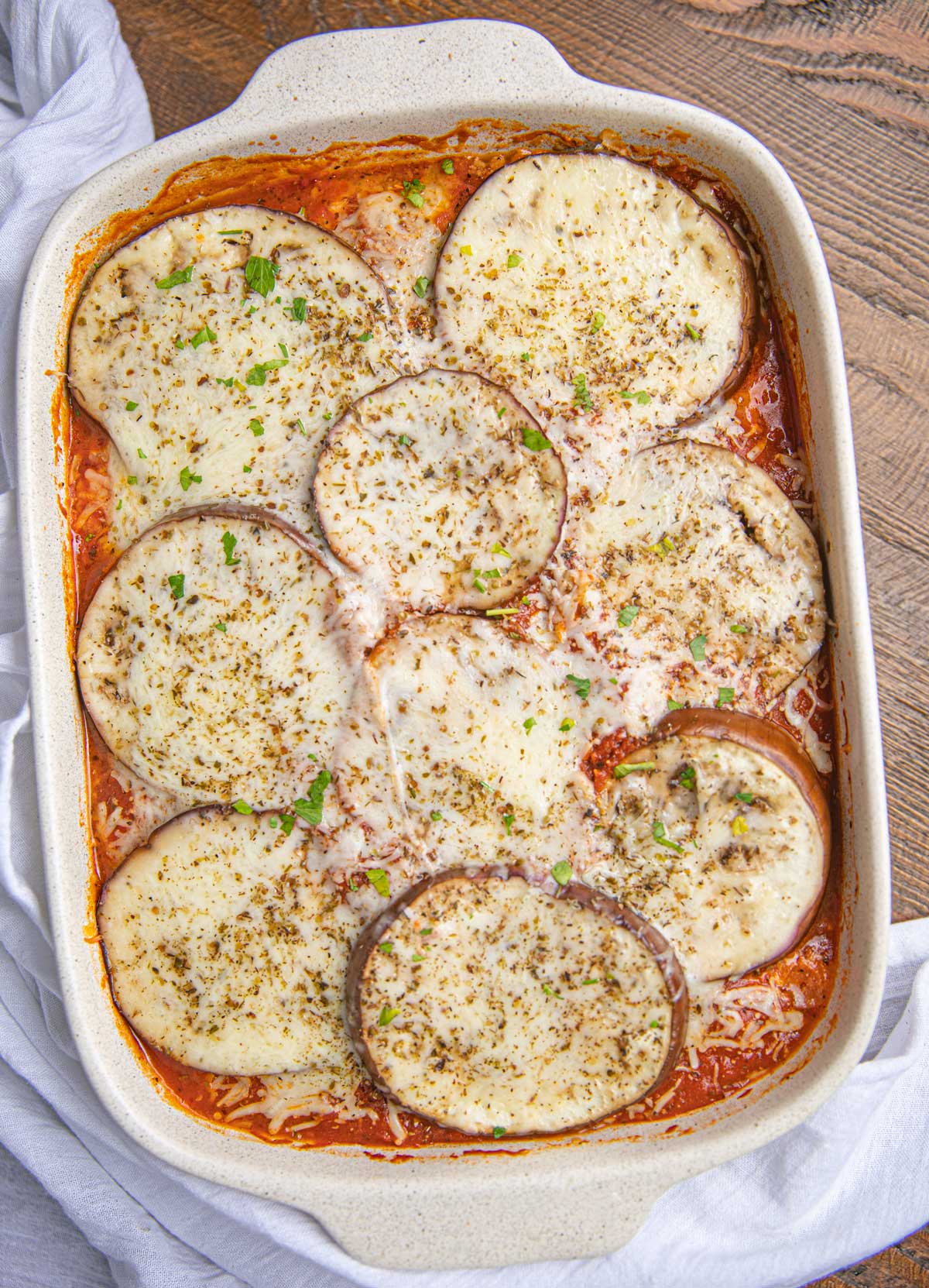 Healthy Eggplant Lasagna in baking dish