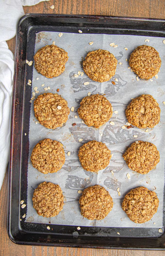 Banana Oatmeal Cookies on cookie sheet