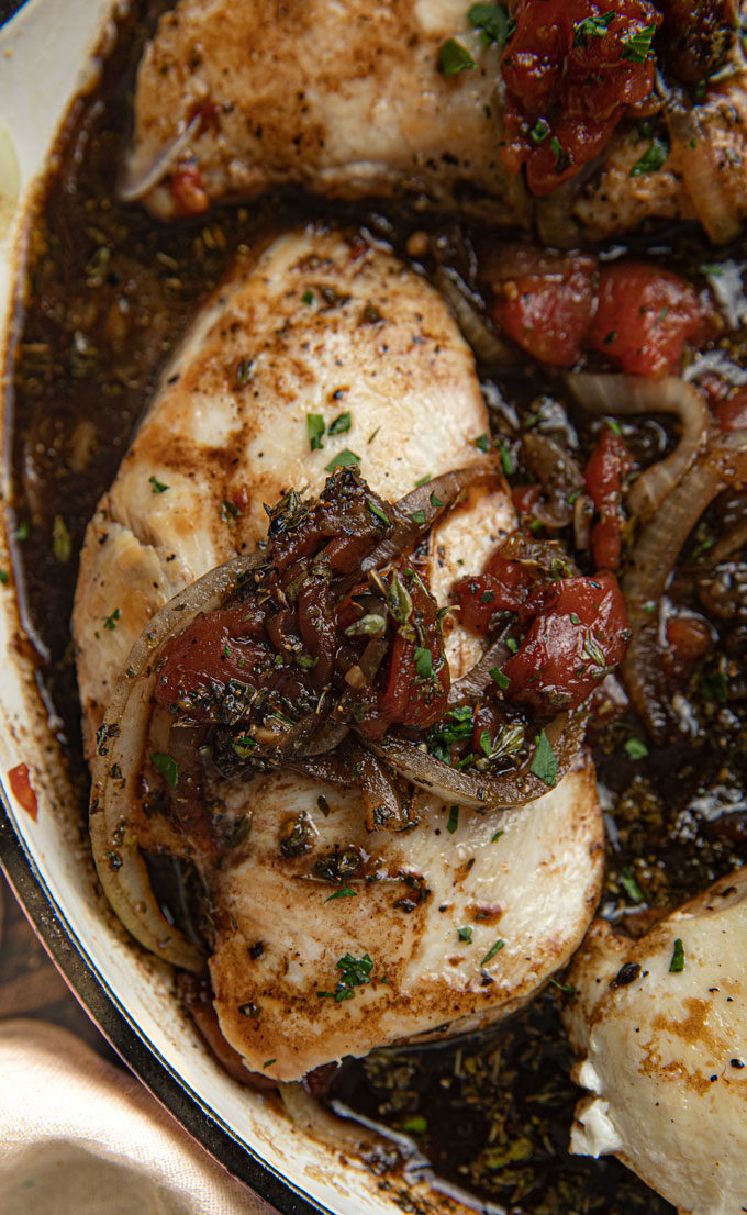 One Pan Balsamic Chicken with Tomatoes