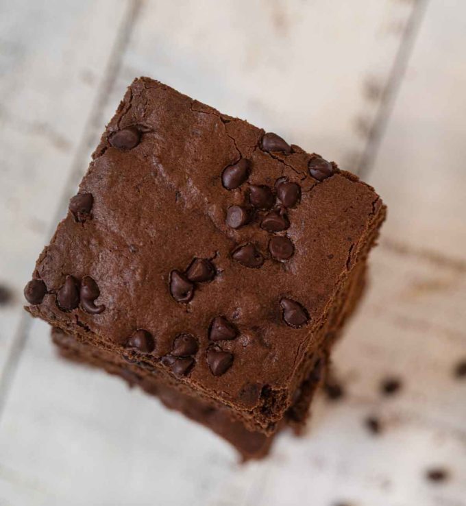 Top Down of Black Bean Brownie with Chocolate Chips