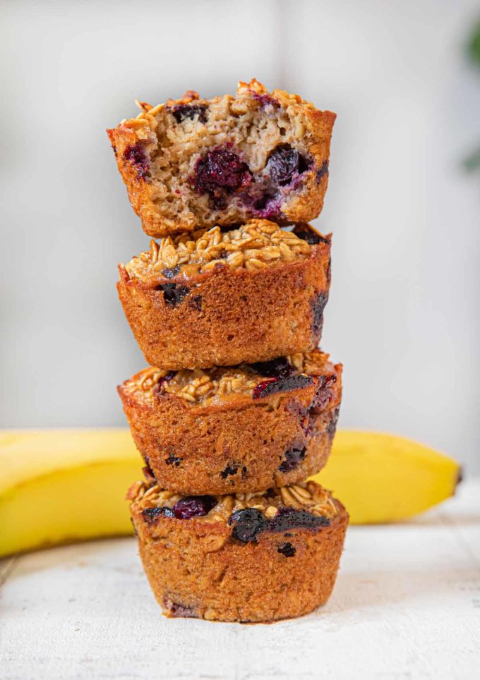 Blueberry Banana Baked Oatmeal Muffins