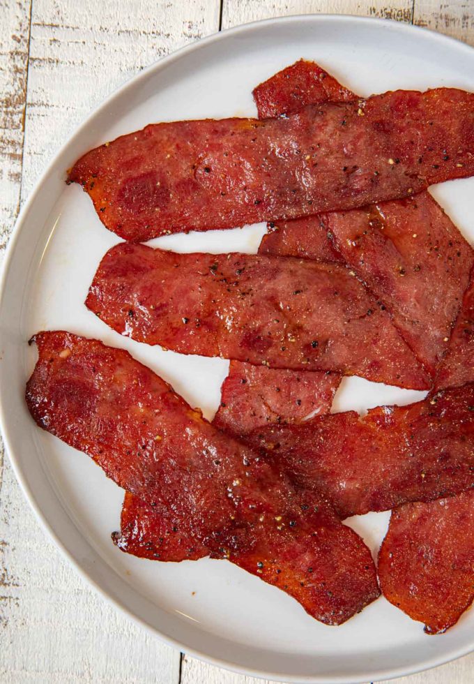 Candied Turkey Bacon on plate