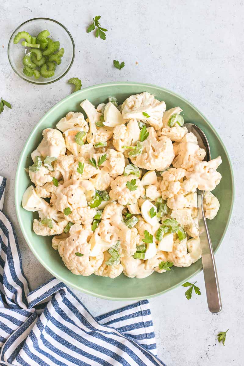 Cauliflower Egg Salad in a bowl