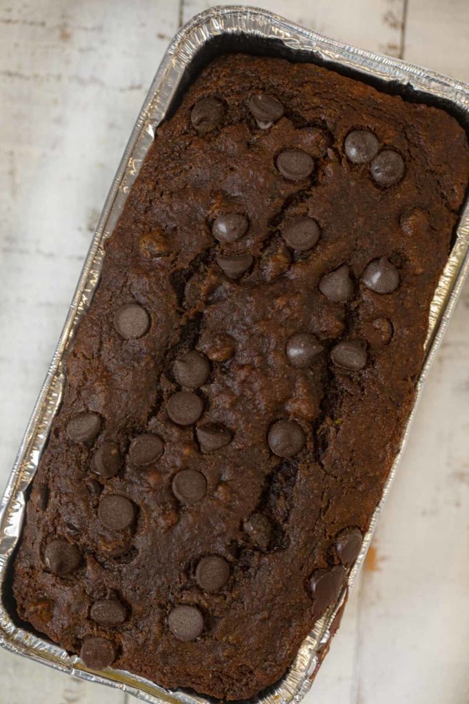 Chocolate Zucchini Brea in loaf pan