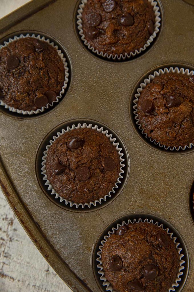 Muffin Tin with Chocolate Zucchini Muffins