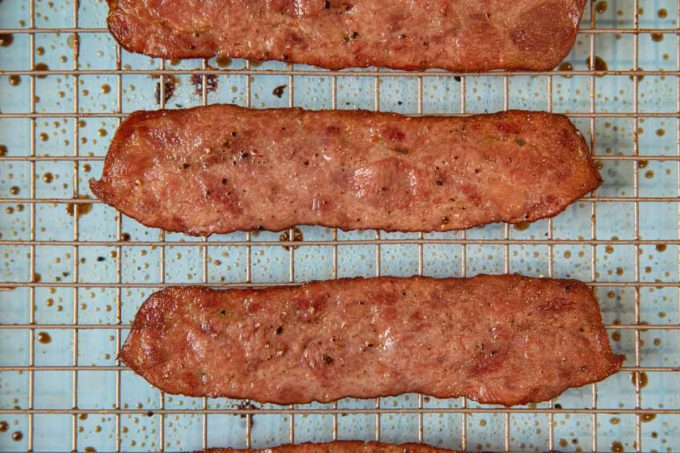 Oven Baked Turkey Bacon close up view