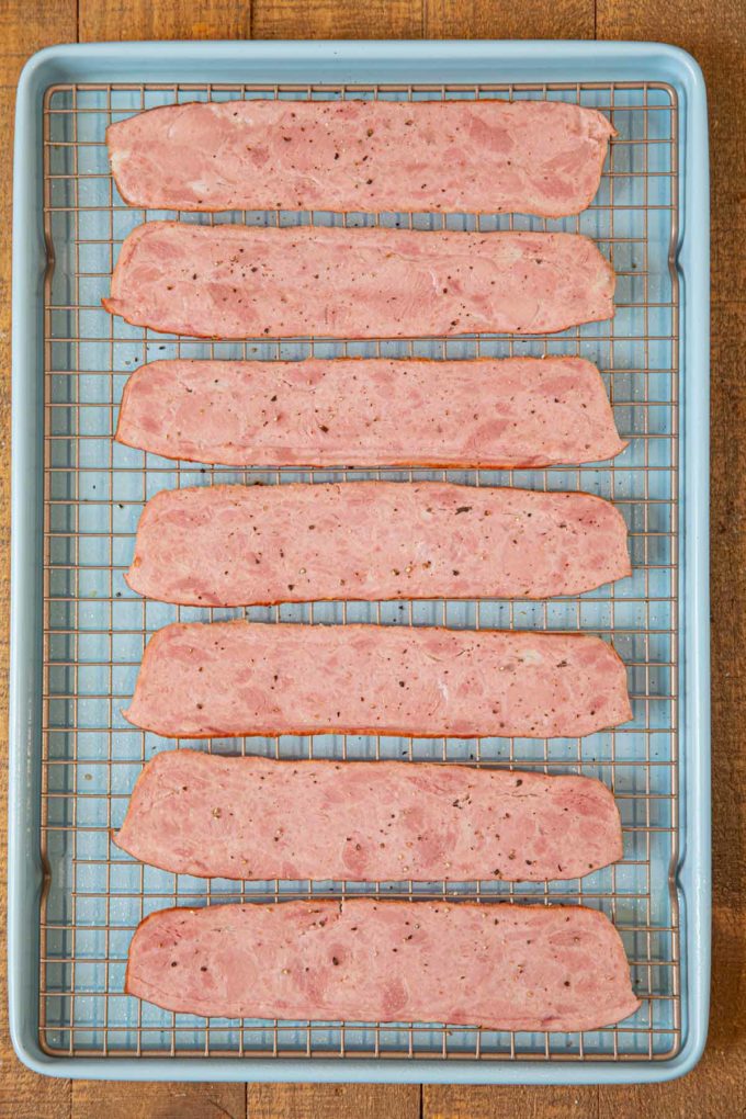 Oven Baked Turkey Bacon on rack before baking