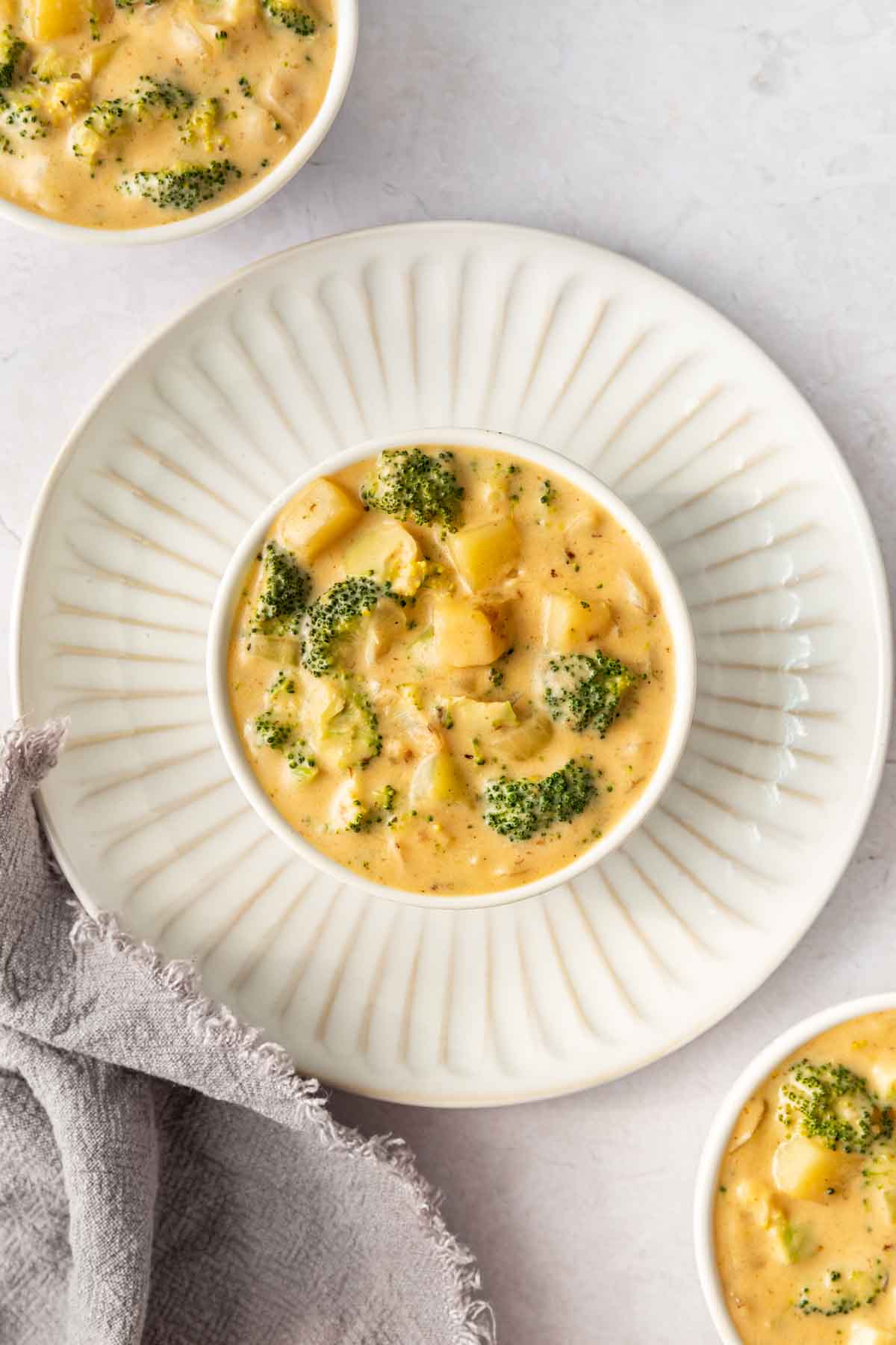 Healthy Broccoli Cheese Soup in bowl