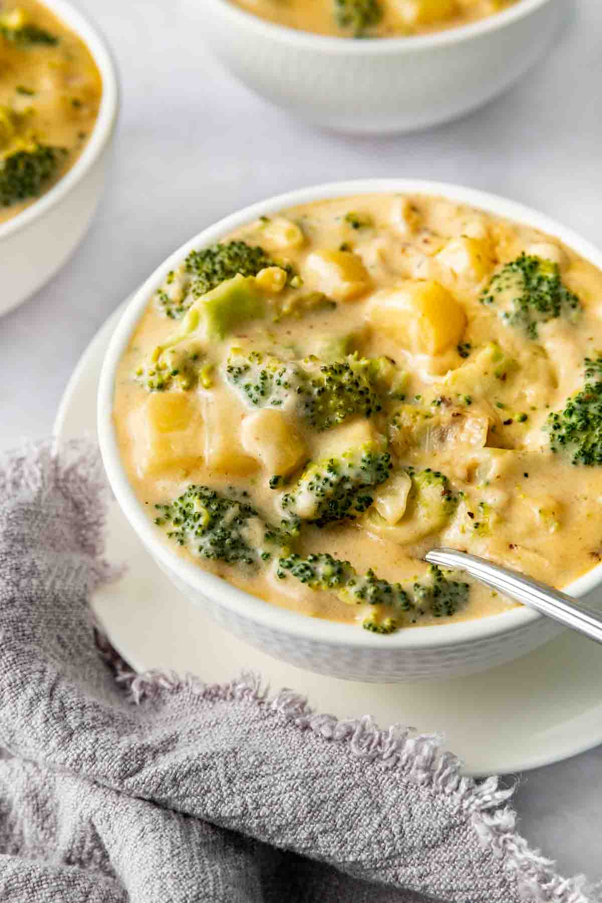 Healthy Broccoli Cheese Soup in bowl