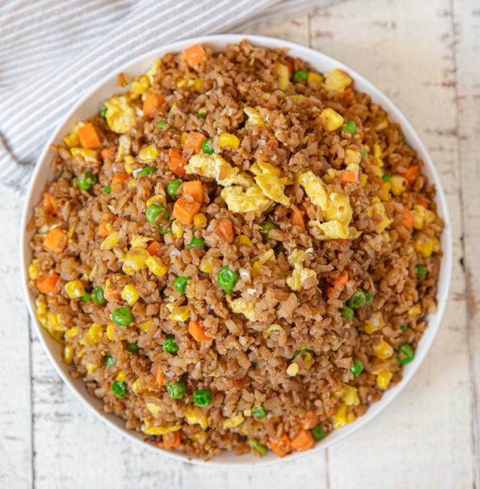 Cauliflower Fried Rice with egg in bowl