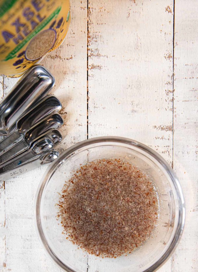 Flax Egg in glass bowl