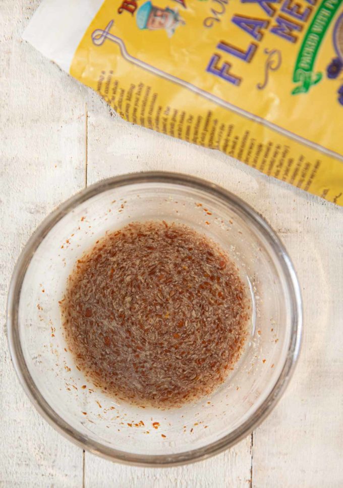 Flax Egg in glass bowl