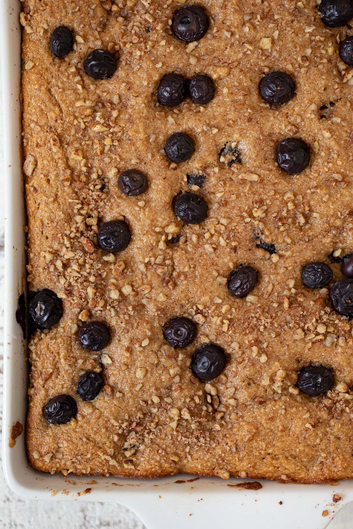 Overhead picture of Whole Wheat Blueberry Coffee Cake