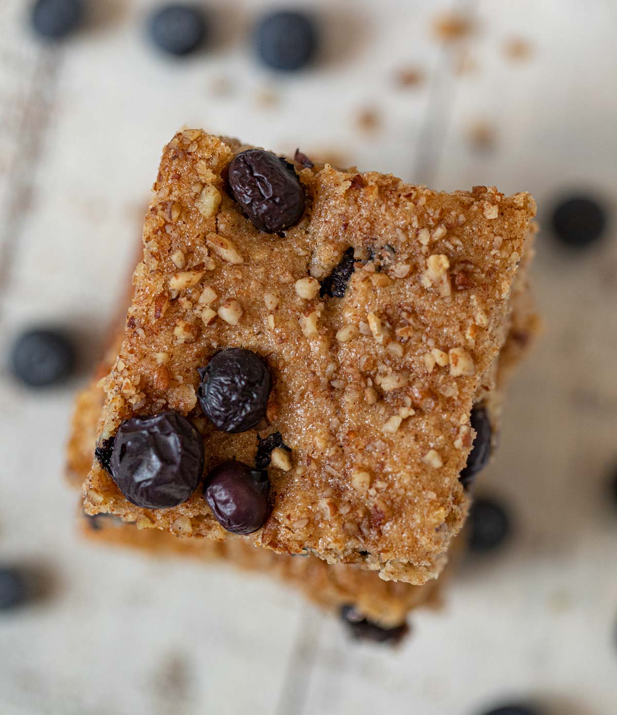 Square of Healthy Blueberry Coffee Cake