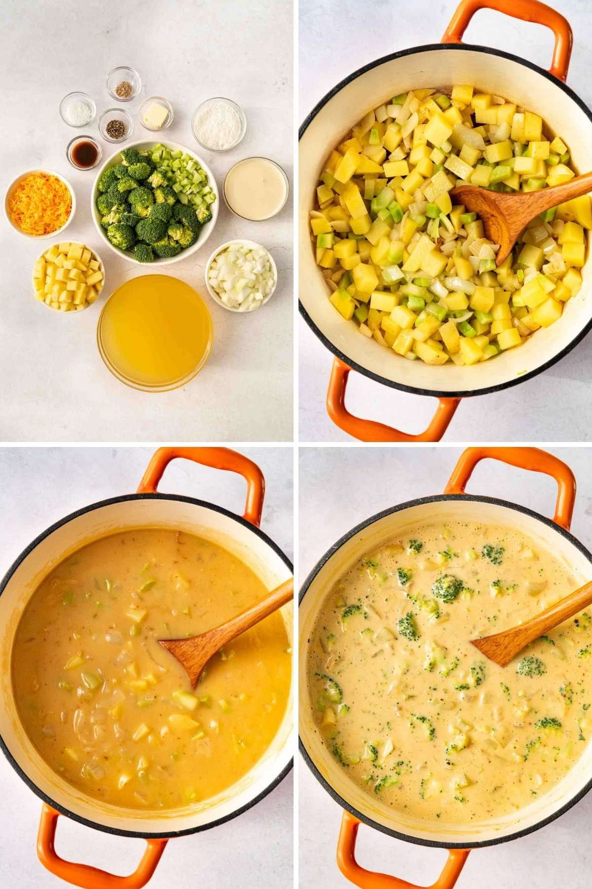Healthy Broccoli Cheese Soup collage