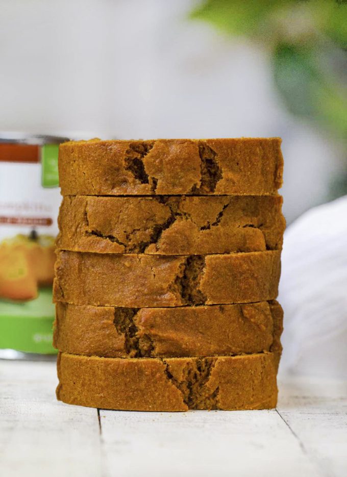 Whole Wheat Pumpkin Bread slices in stack