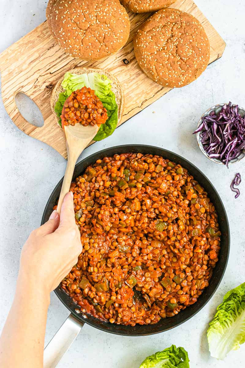 Lentil Sloppy Joes in pan