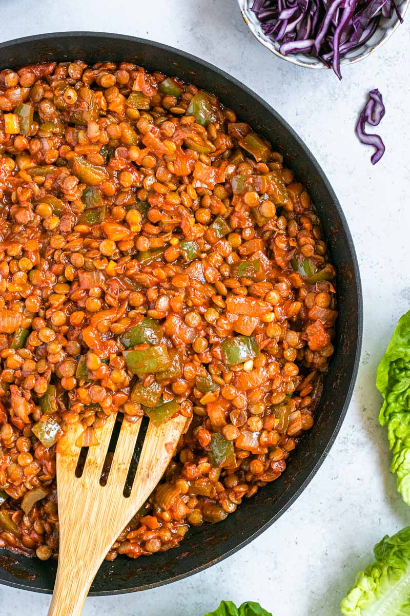 Lentil Sloppy Joes in pan