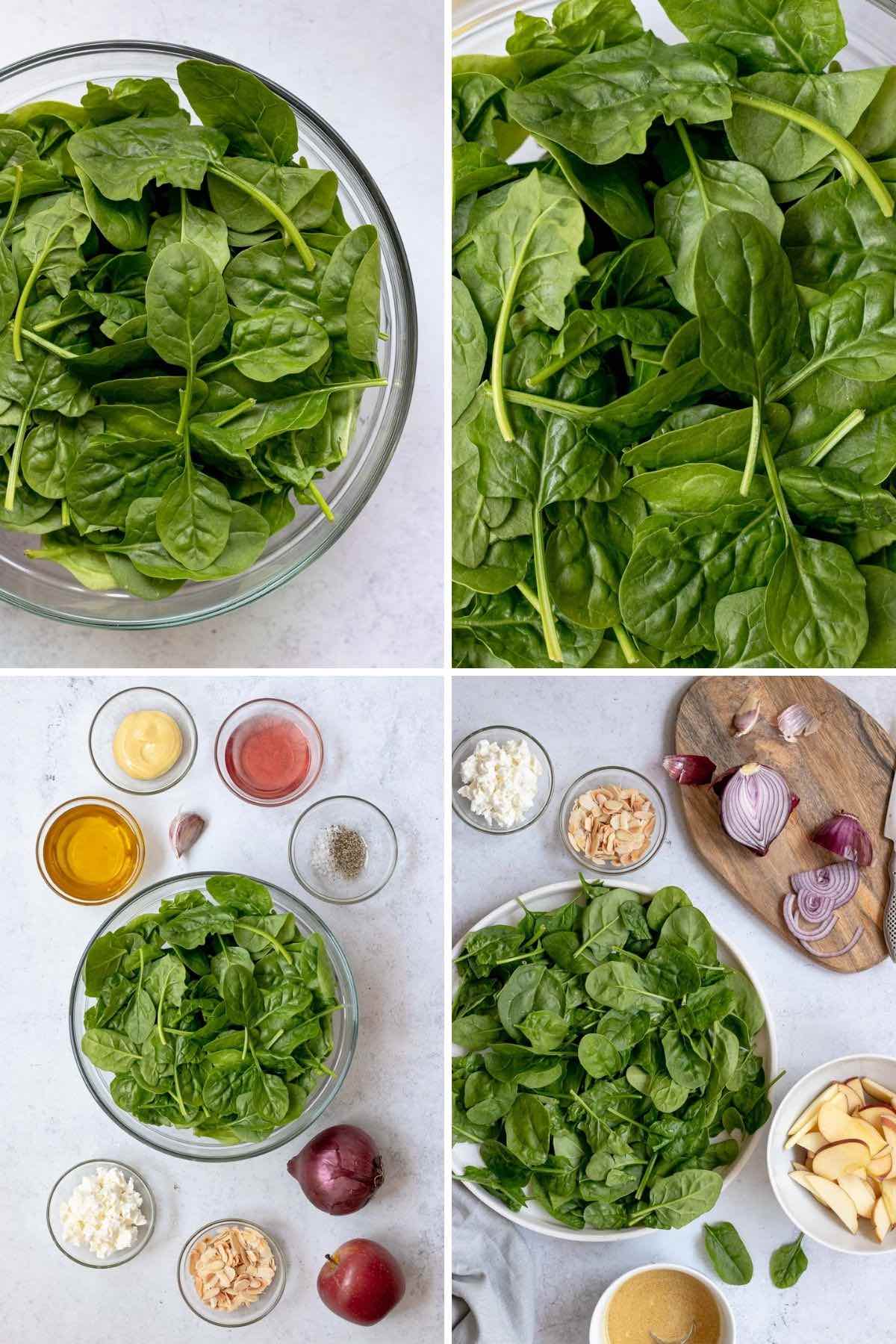 Spinach Salad with Red Wine Vinaigrette collage