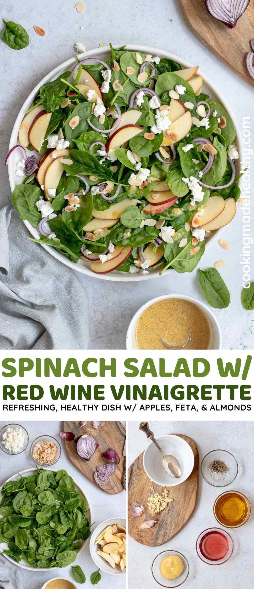 Spinach Salad with Red Wine Vinaigrette collage