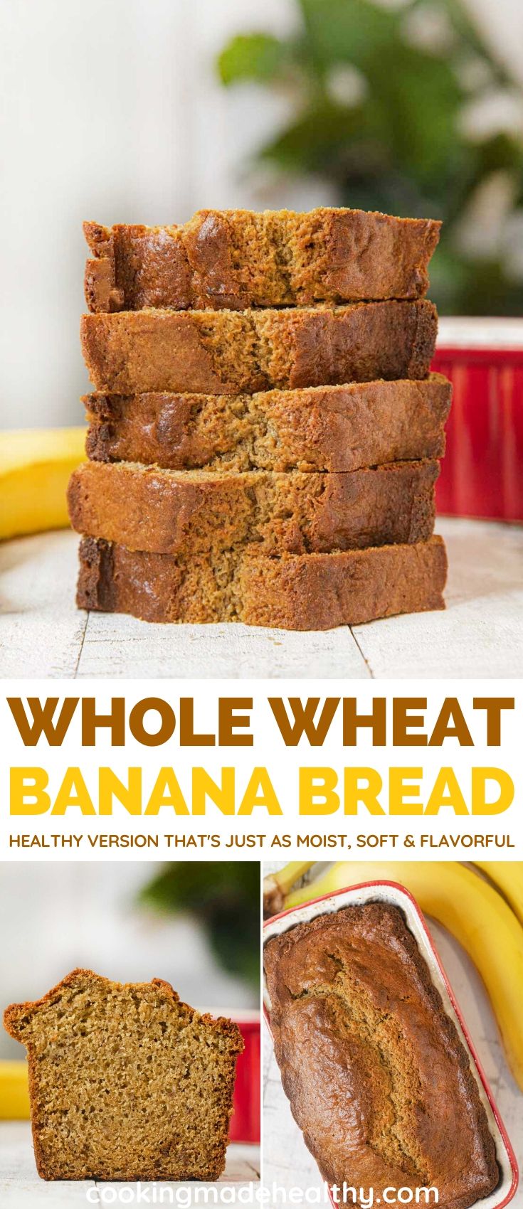 Whole Wheat Banana Bread (1Bowl, So Easy!) Cooking Made Healthy