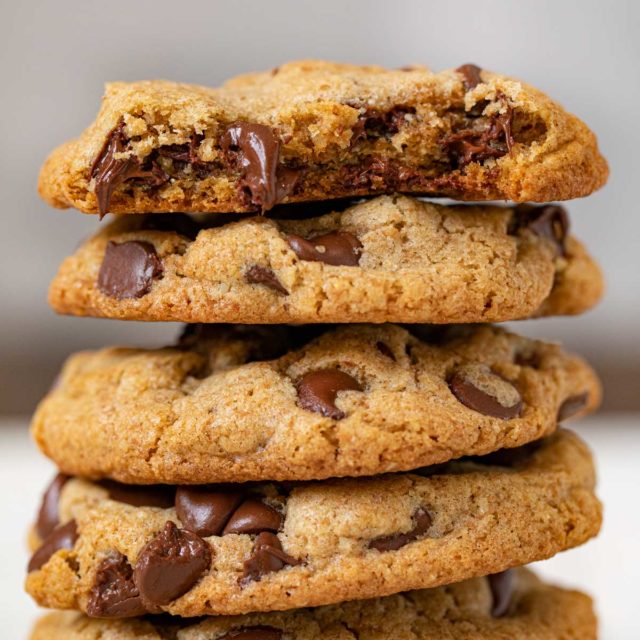 Whole Wheat Chocolate Chip Cookies in stack