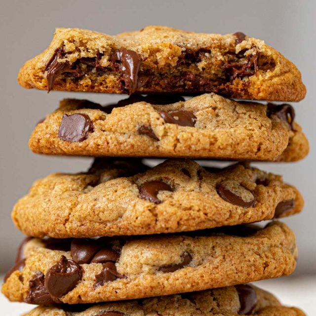 Whole Wheat Chocolate Chip Cookies in stack
