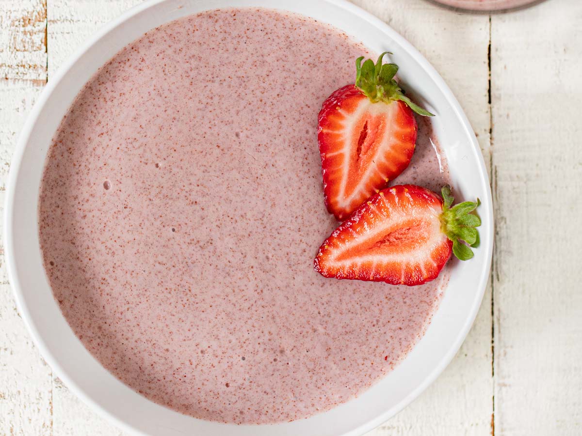 Creamy Strawberry Chia Pudding in serving bowl