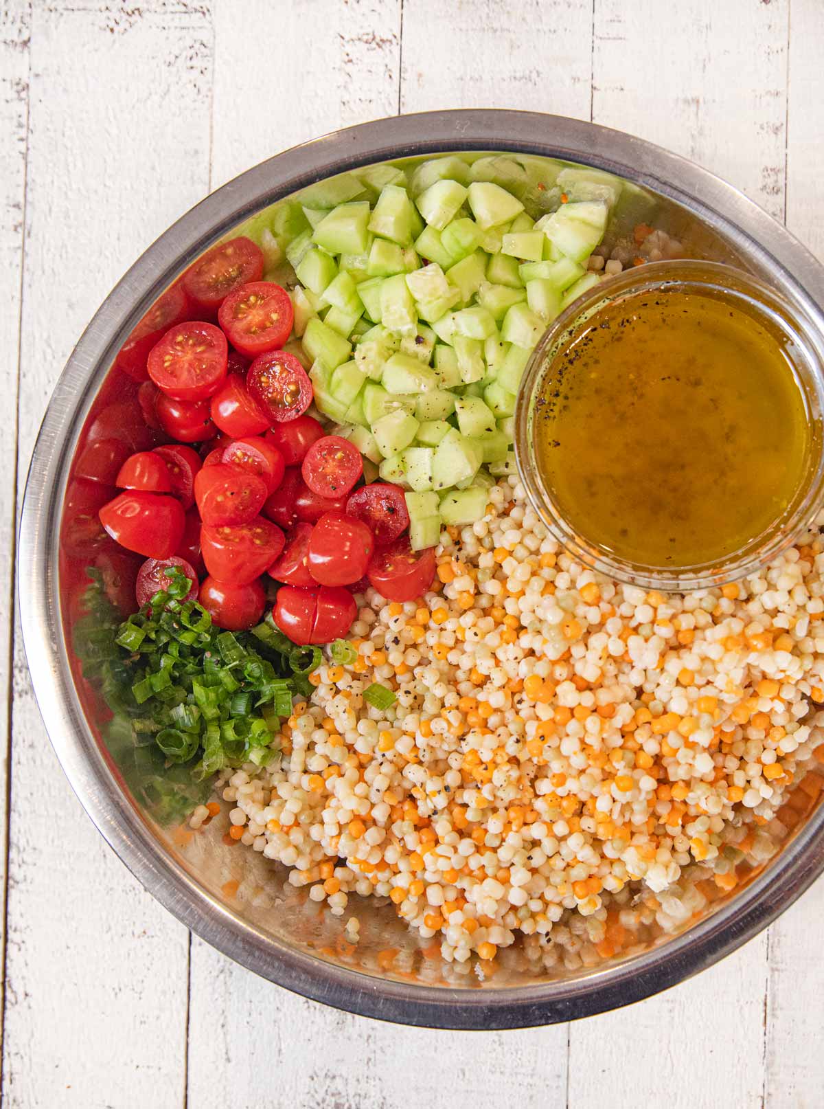 Couscous Salad Ingredients in bowl