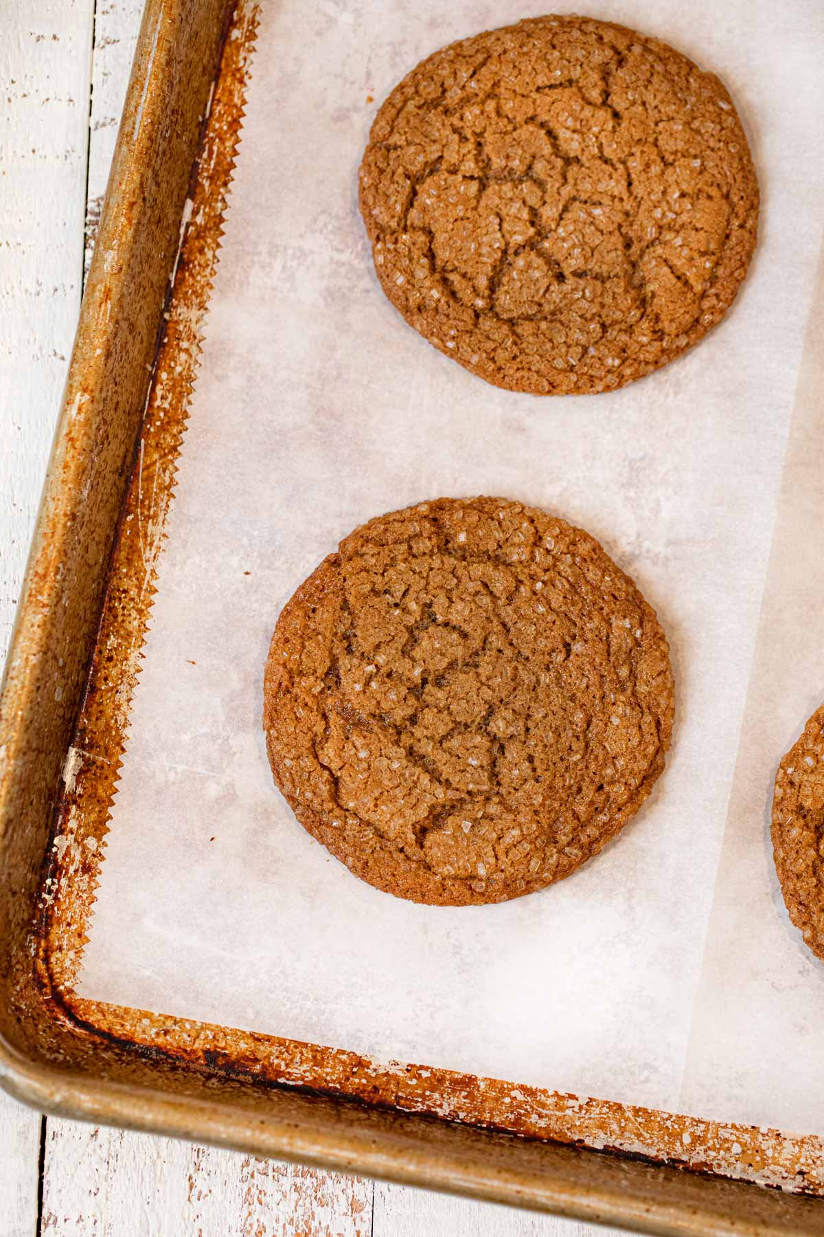 Low-fat Ginger cookies on baking sheet