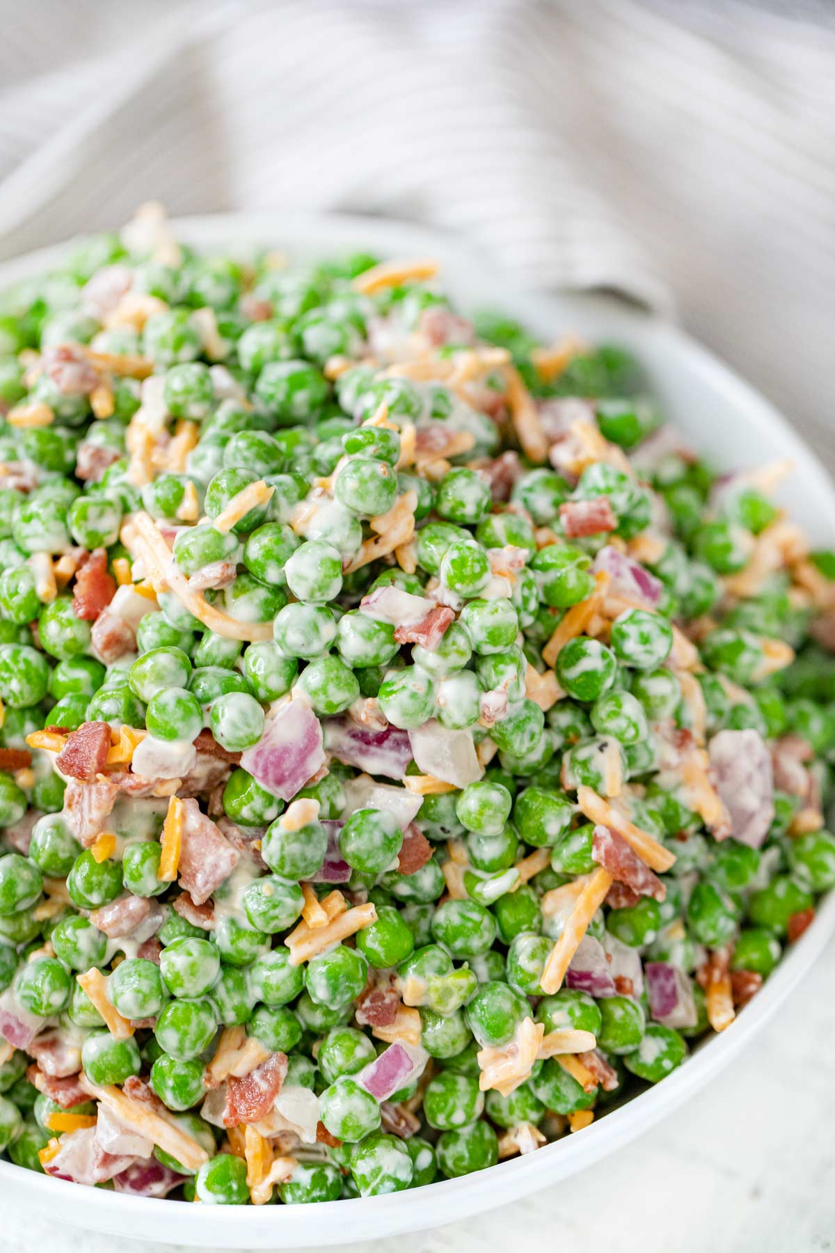 top down photo of Healthy Pea and Bacon Salad