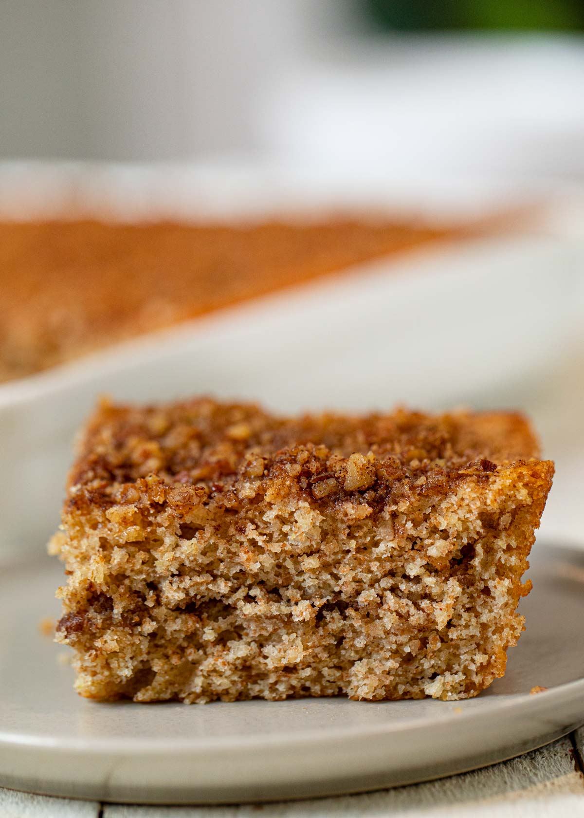 Healthy Sour Cream Coffee Cake serving on plate