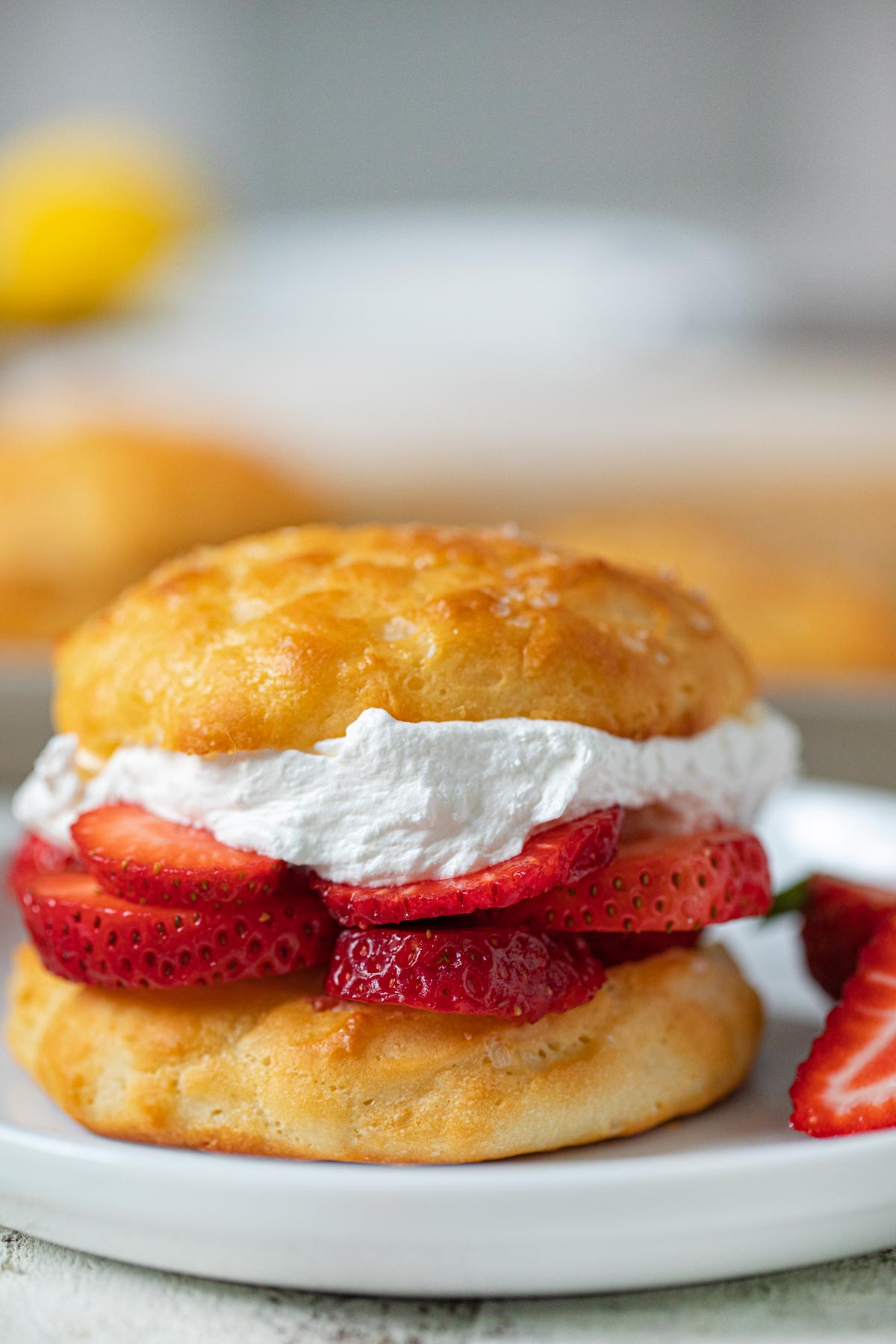 Healthy Strawberry Shortcake on plate