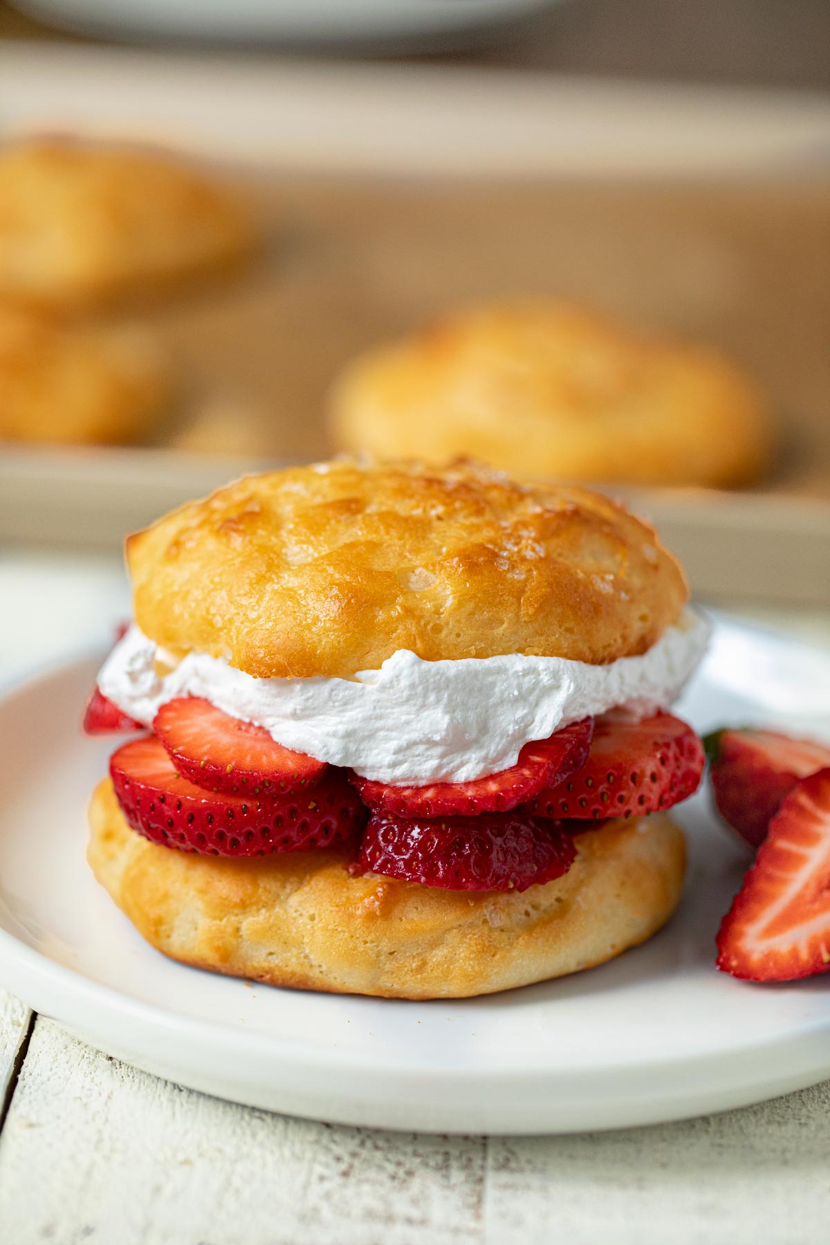 Healthy Strawberry Shortcake on plate