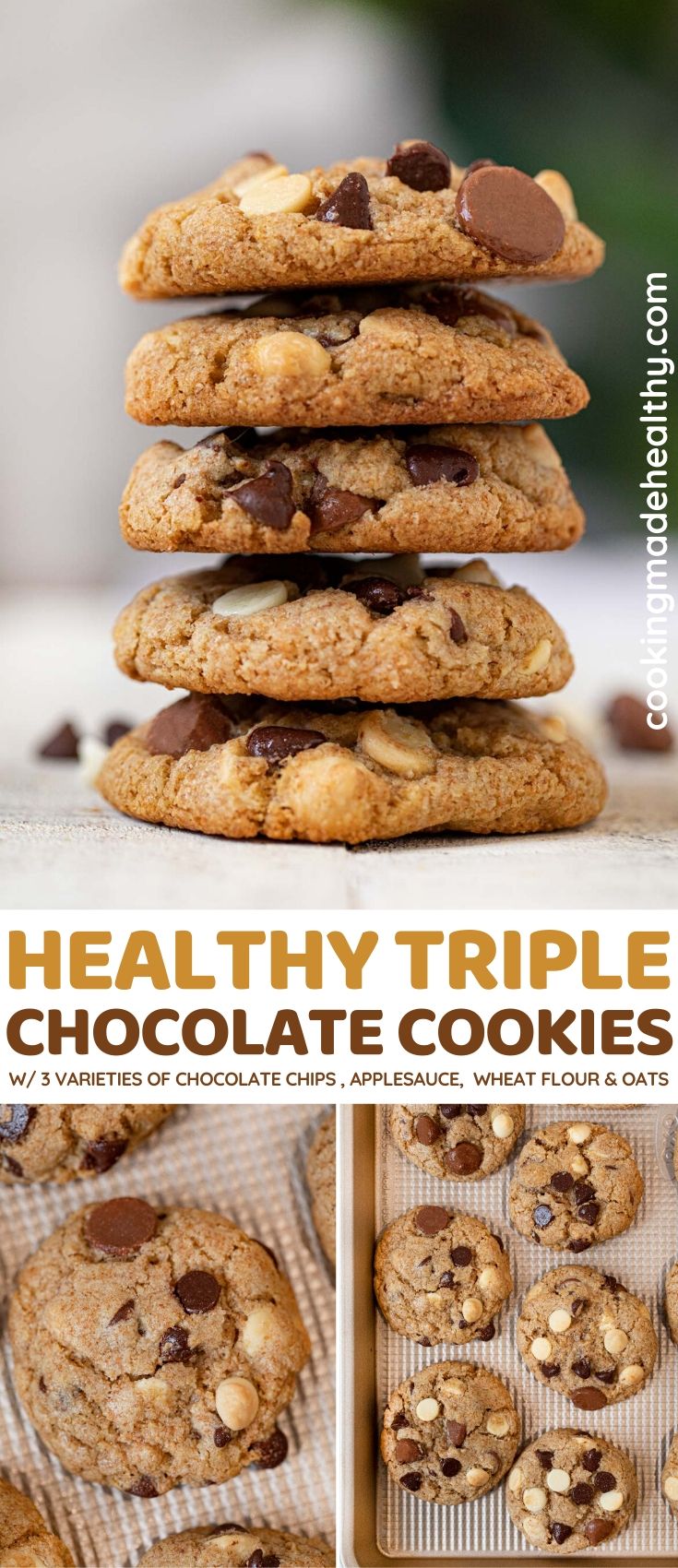 Healthy Triple Chocolate Cookies collage