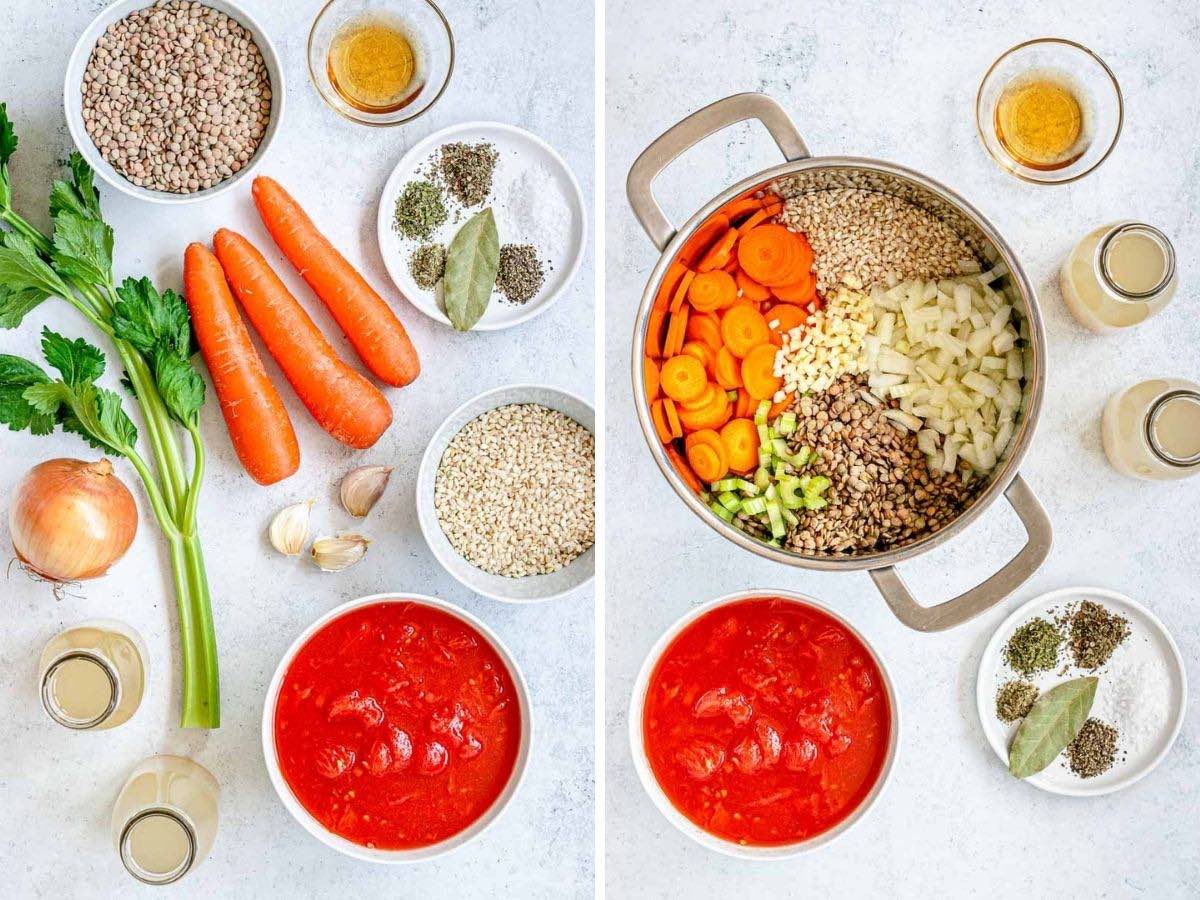 Lentil Rice Soup Collage