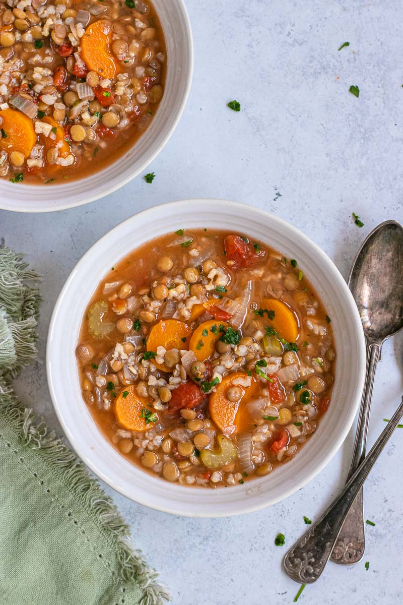 Lentil Rice Soup in bowl