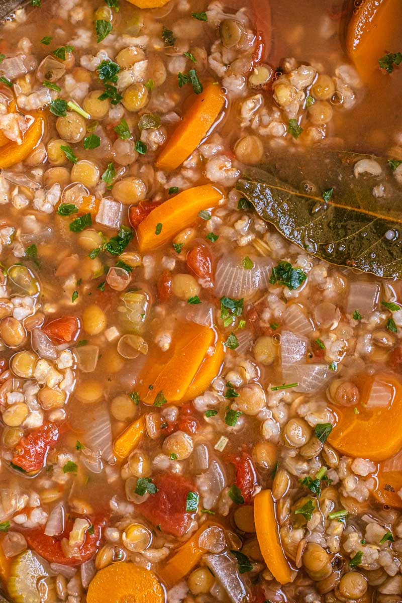 Lentil Rice Soup closeup